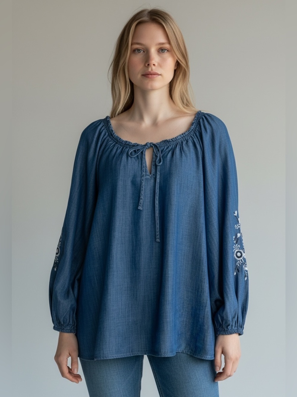 NWT Lauren Conrad Bohemian Embroidered Top Size Large